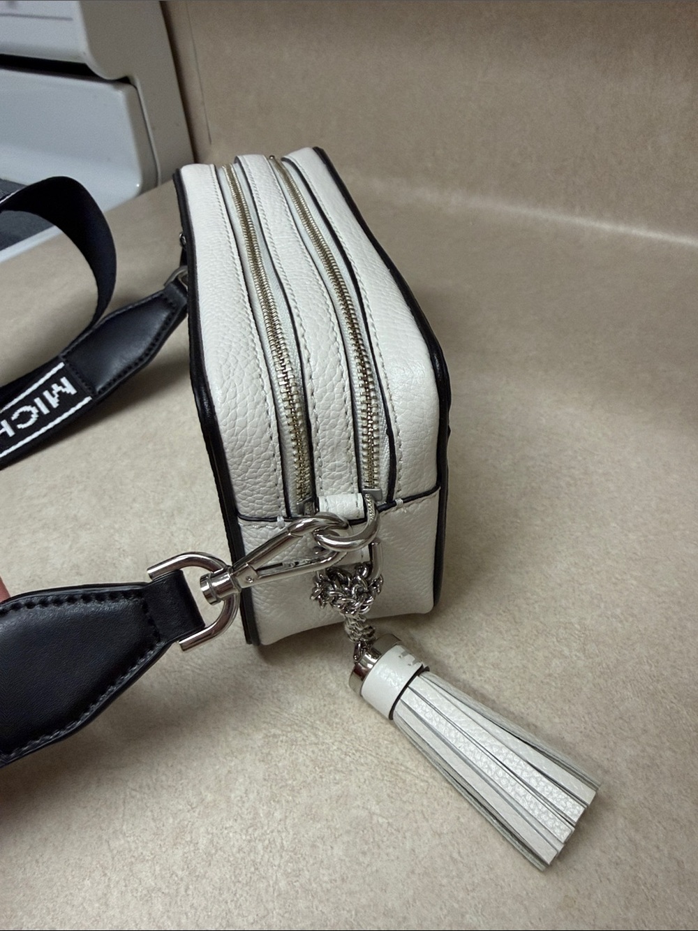 Michael Kors White and Black Stripe Leather Belt Bag - Picture 7 of 10